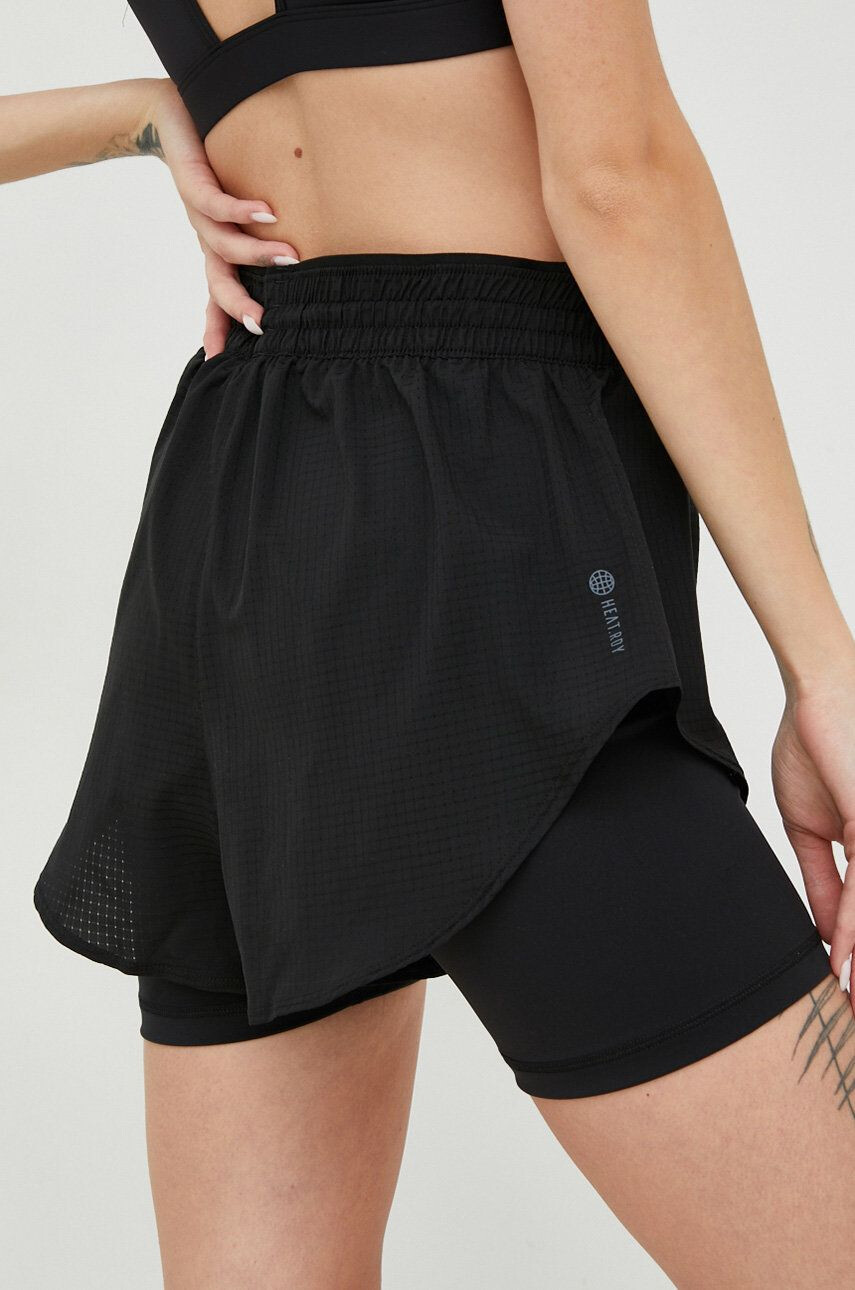 adidas Performance pantaloni scurți de antrenament HIIT femei culoarea negru neted high waist - Pled.ro