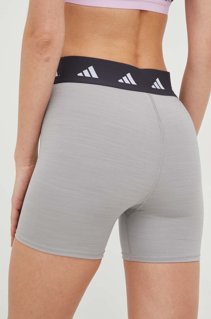 adidas Performance pantaloni scurți de antrenament Techfit femei culoarea gri cu imprimeu high waist - Pled.ro