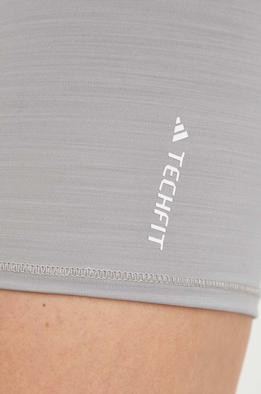 adidas Performance pantaloni scurți de antrenament Techfit femei culoarea gri cu imprimeu high waist - Pled.ro