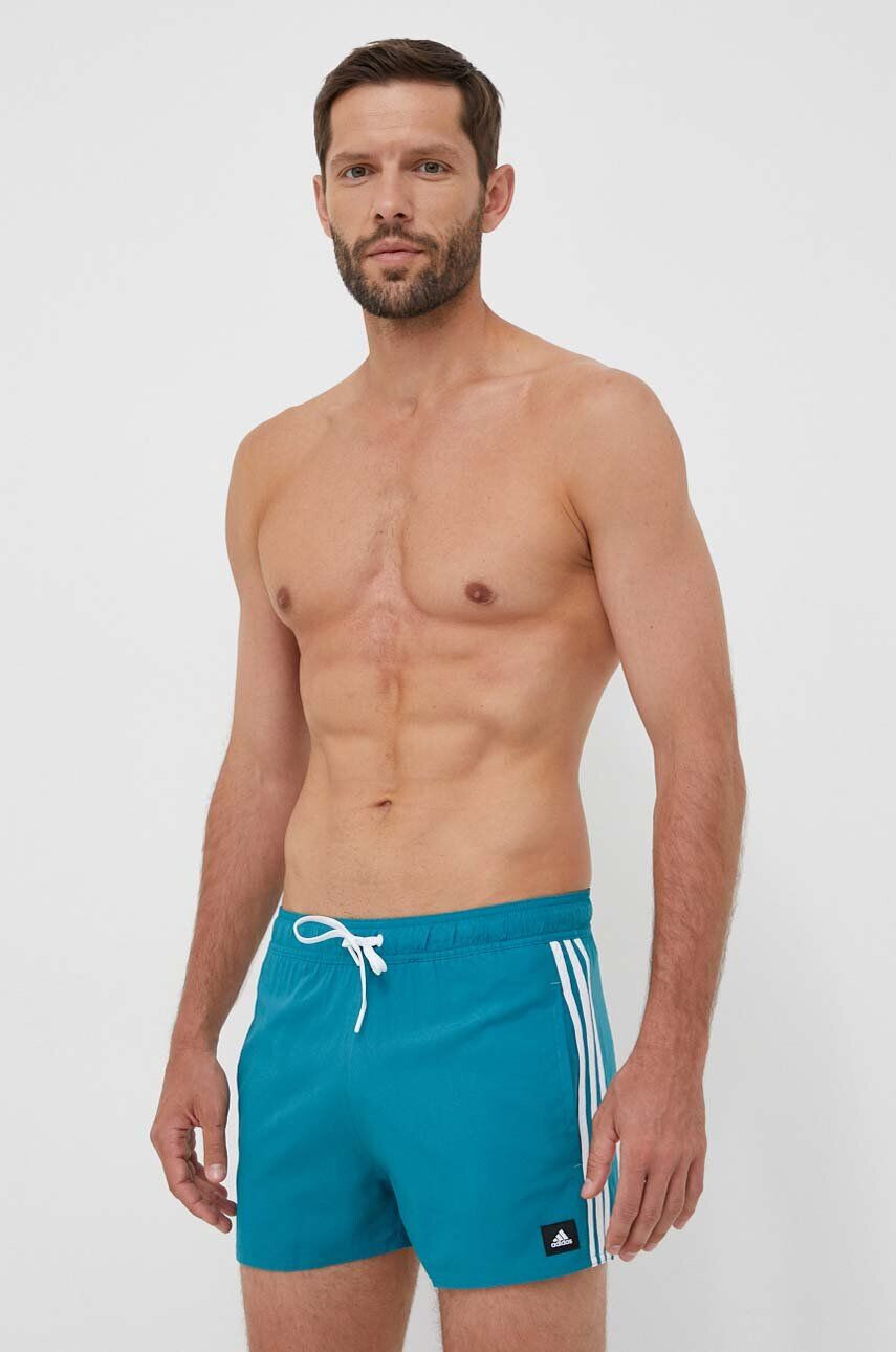 adidas Performance pantaloni scurti de baie 3-Stripes CLX culoarea turcoaz - Pled.ro