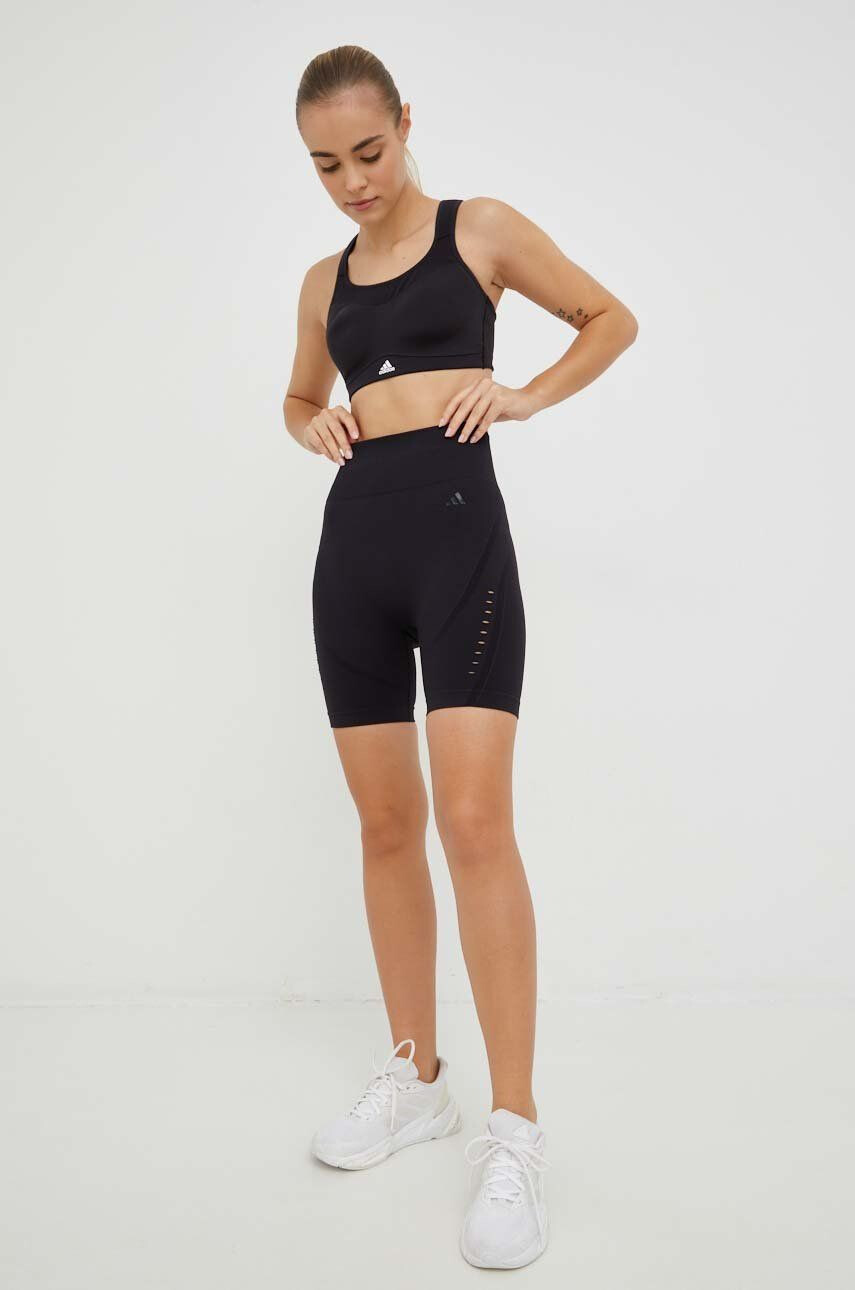 adidas Performance pantaloni scurți de yoga Aeroknit 2.0 femei culoarea negru neted high waist - Pled.ro