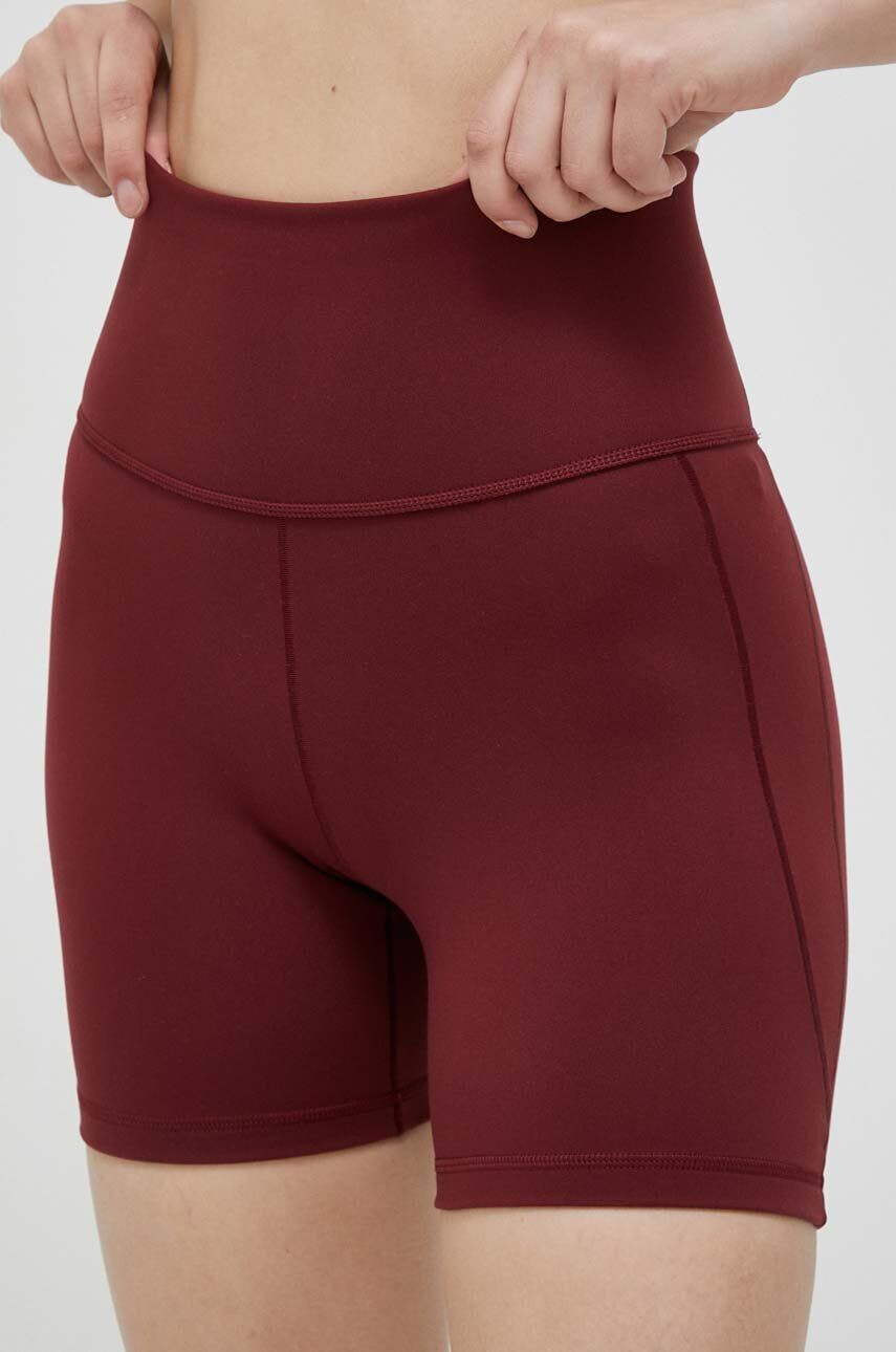 adidas Performance pantaloni scurți de yoga Studio culoarea bordo neted medium waist - Pled.ro