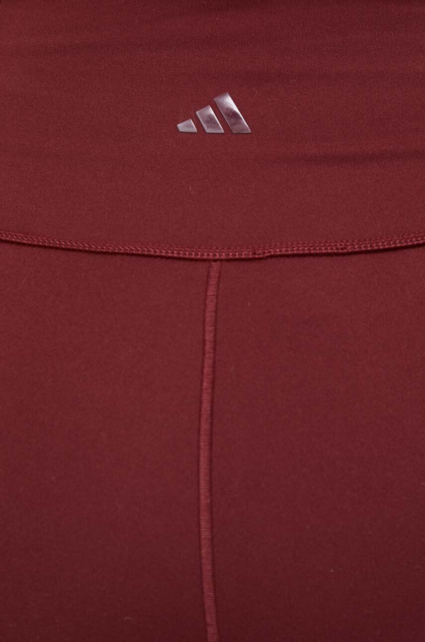 adidas Performance pantaloni scurți de yoga Studio culoarea bordo neted medium waist - Pled.ro