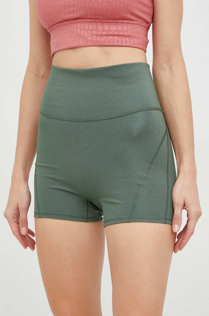 adidas Performance pantaloni scurți de yoga Studio Lux Fire femei culoarea verde neted high waist - Pled.ro