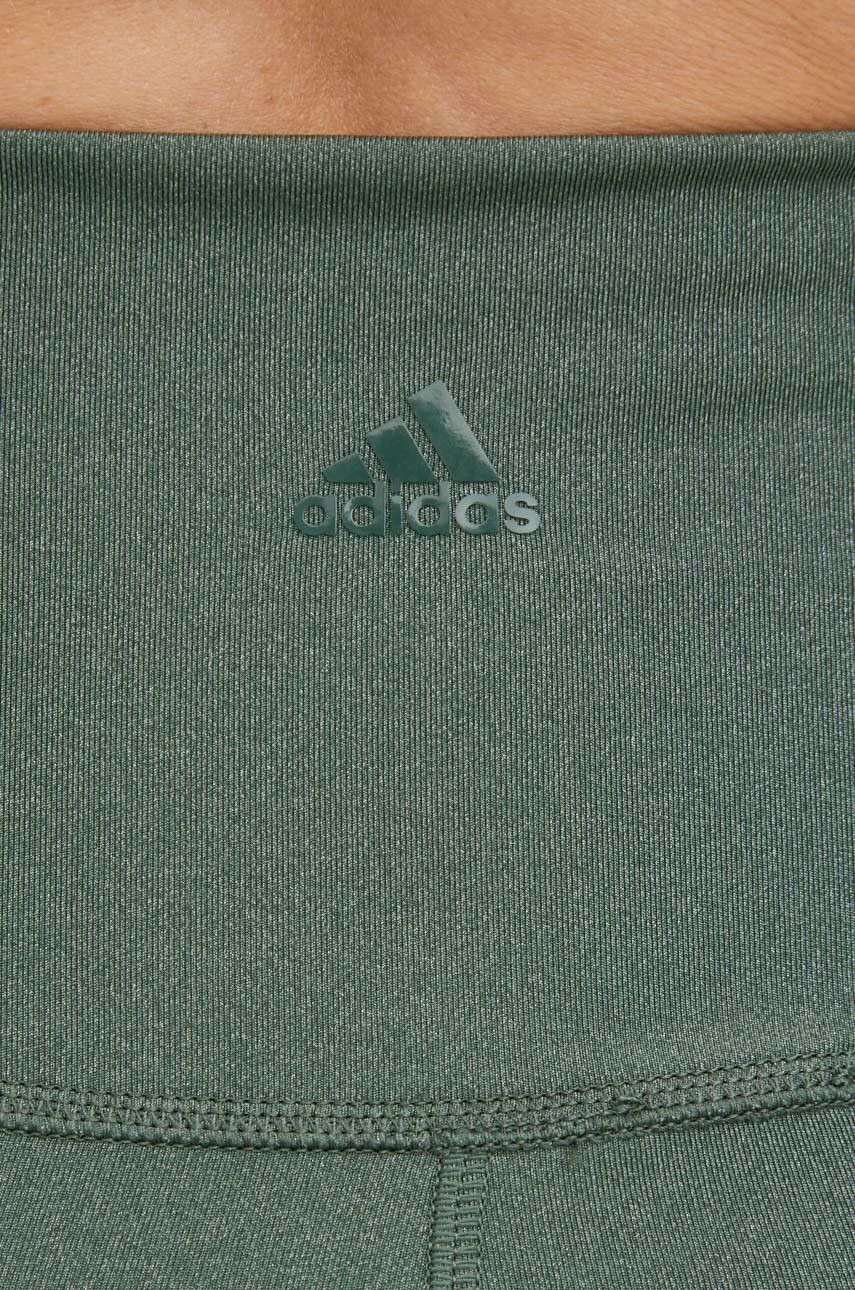 adidas Performance pantaloni scurți de yoga Studio Lux Fire femei culoarea verde neted high waist - Pled.ro