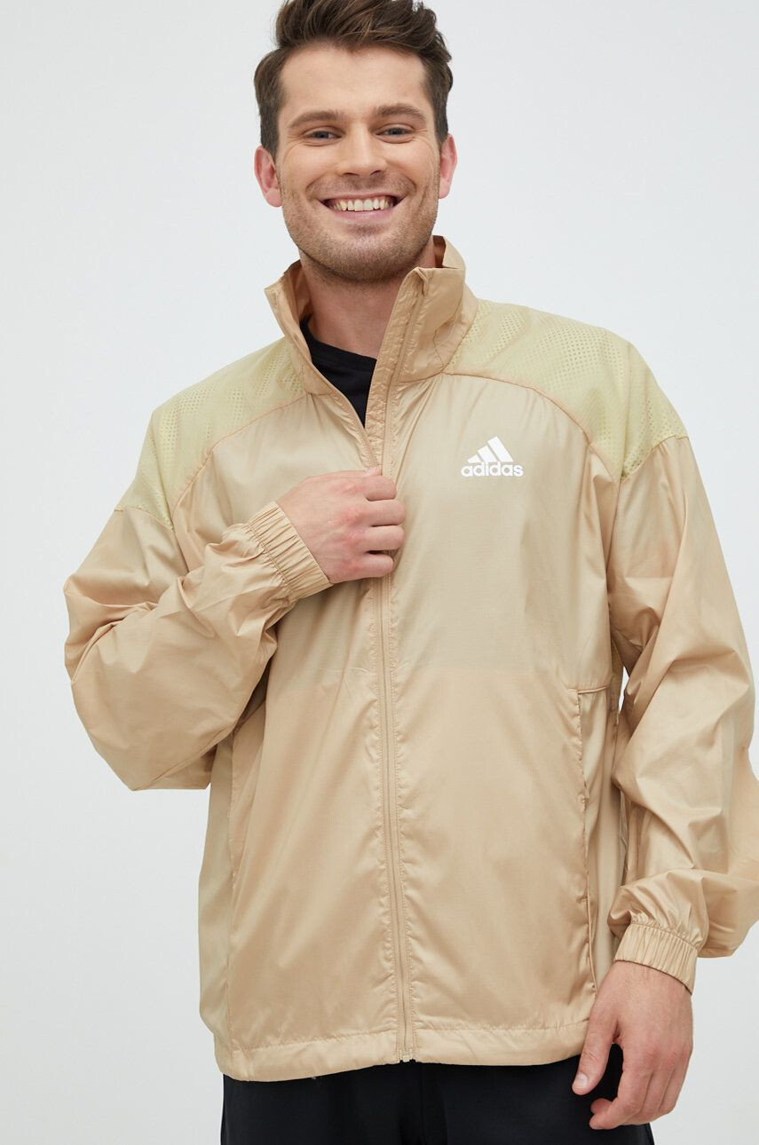 adidas Performance windbreaker culoarea bej de tranzitie - Pled.ro