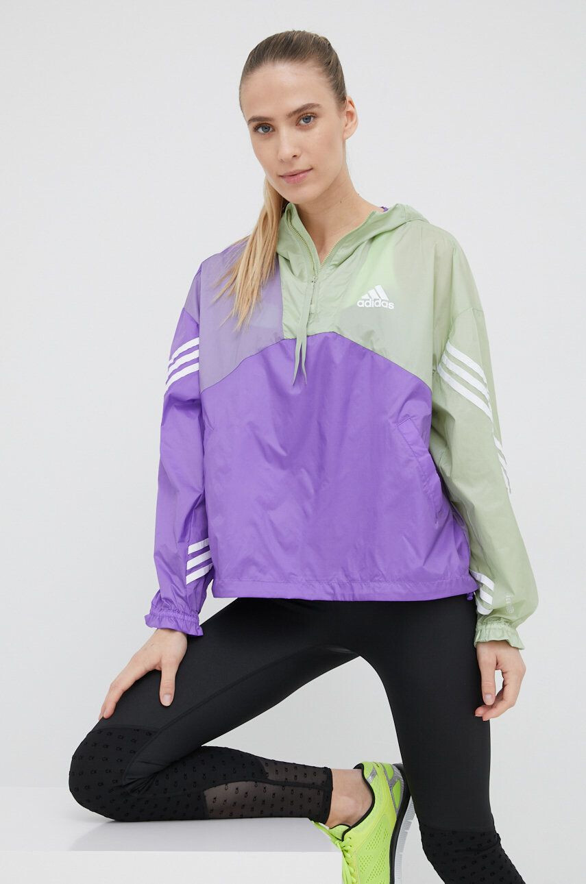 adidas Performance windbreaker Back to Sport culoarea violet de tranzitie oversize - Pled.ro