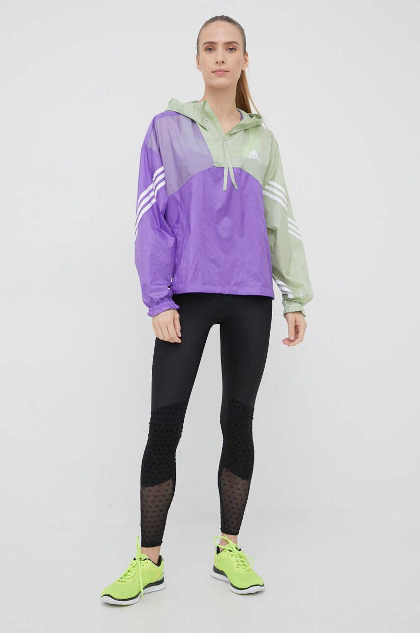 adidas Performance windbreaker Back to Sport culoarea violet de tranzitie oversize - Pled.ro