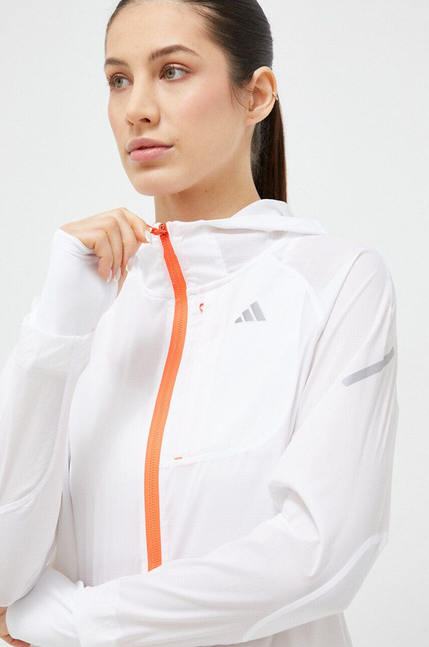 adidas Performance windbreaker Fast culoarea alb de tranzitie - Pled.ro