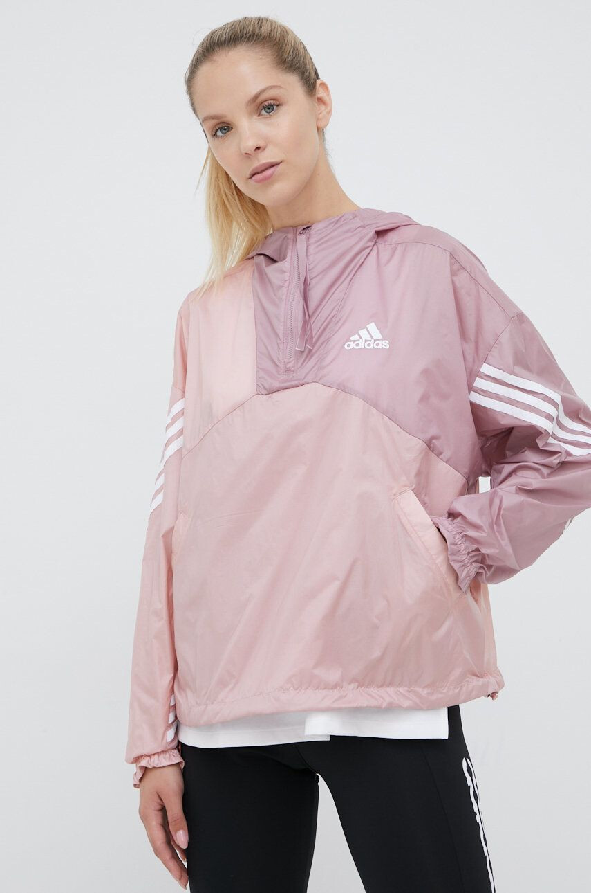 adidas Performance windbreaker culoarea roz de tranzitie - Pled.ro