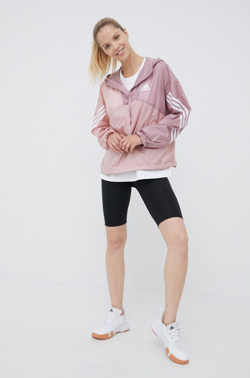 adidas Performance windbreaker culoarea roz de tranzitie - Pled.ro