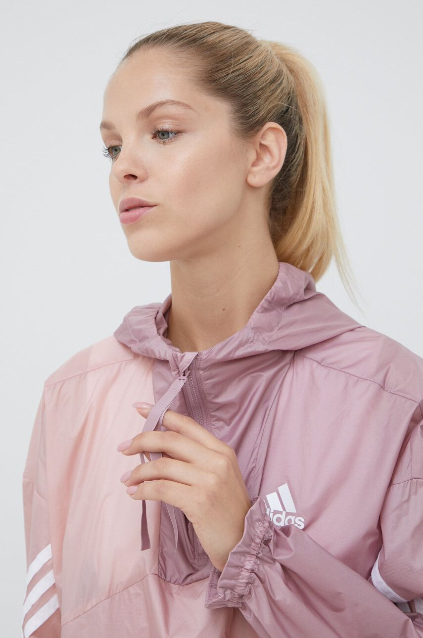 adidas Performance windbreaker culoarea roz de tranzitie - Pled.ro