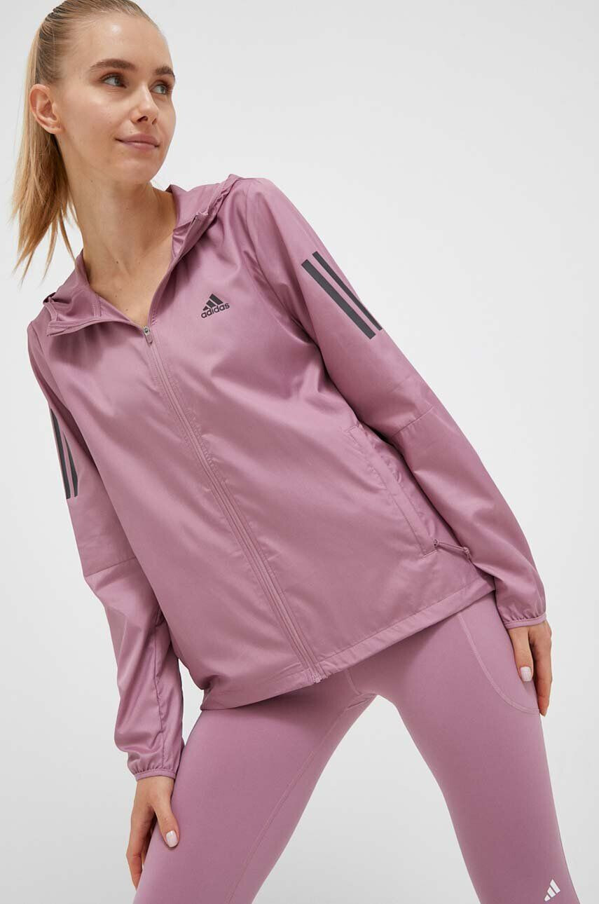 adidas Performance windbreaker Own the Run culoarea roz de tranzitie - Pled.ro