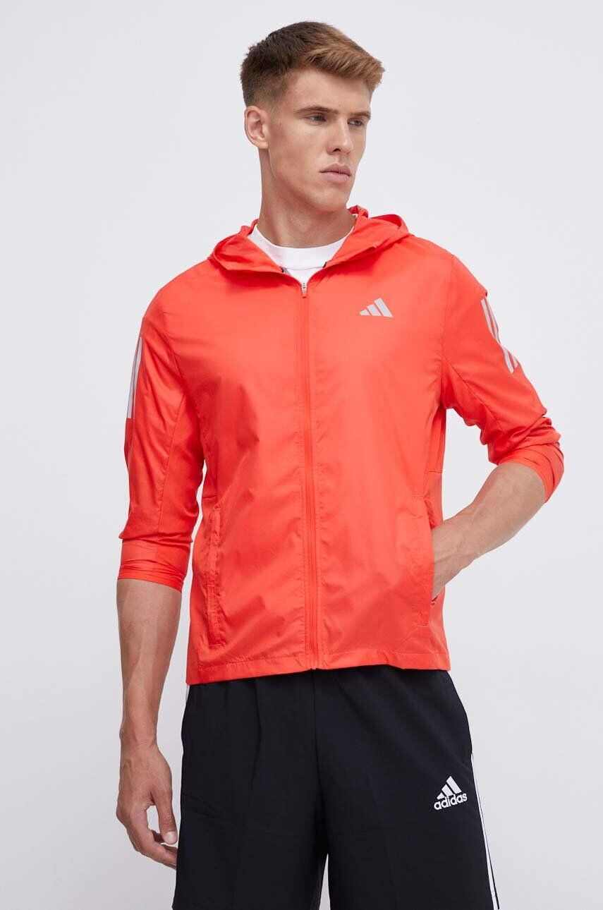 adidas Performance windbreaker Own The Run culoarea rosu de tranzitie - Pled.ro