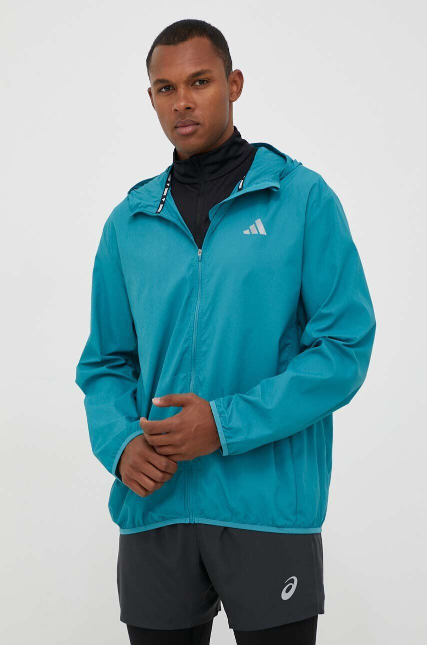 adidas Performance windbreaker Run It culoarea turcoaz de tranzitie oversize - Pled.ro