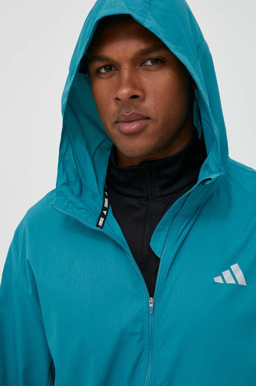 adidas Performance windbreaker Run It culoarea turcoaz de tranzitie oversize - Pled.ro