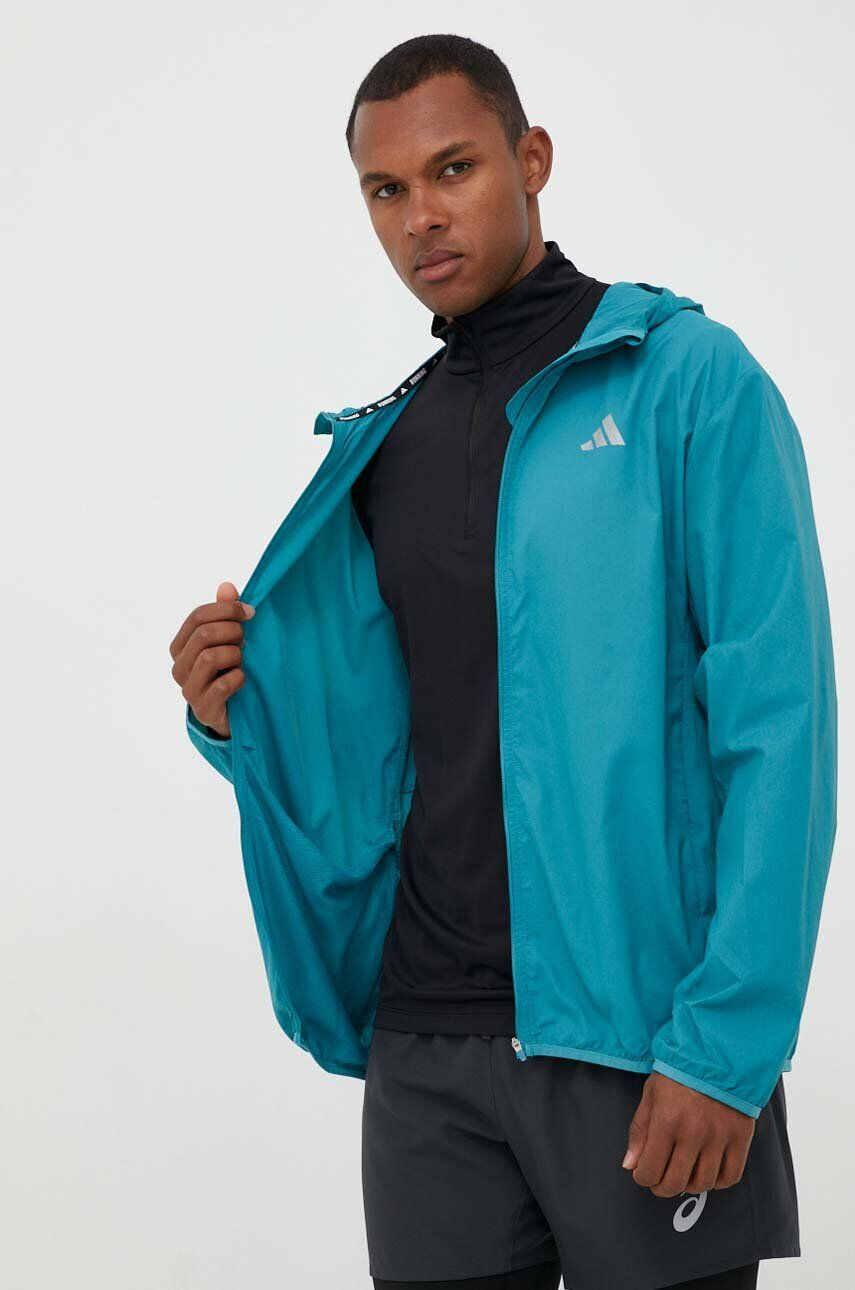 adidas Performance windbreaker Run It culoarea turcoaz de tranzitie oversize - Pled.ro