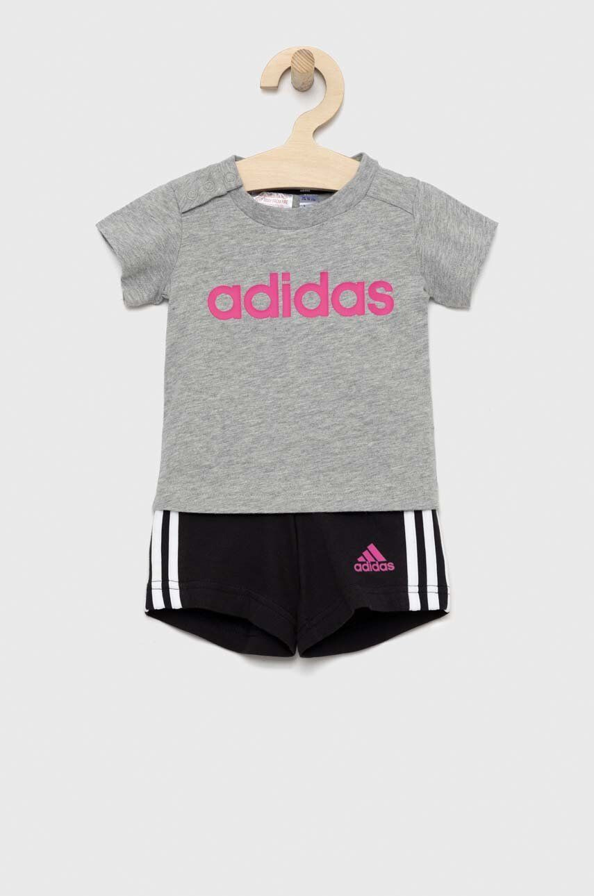 adidas set de bumbac pentru copii I LIN CO T culoarea gri - Pled.ro