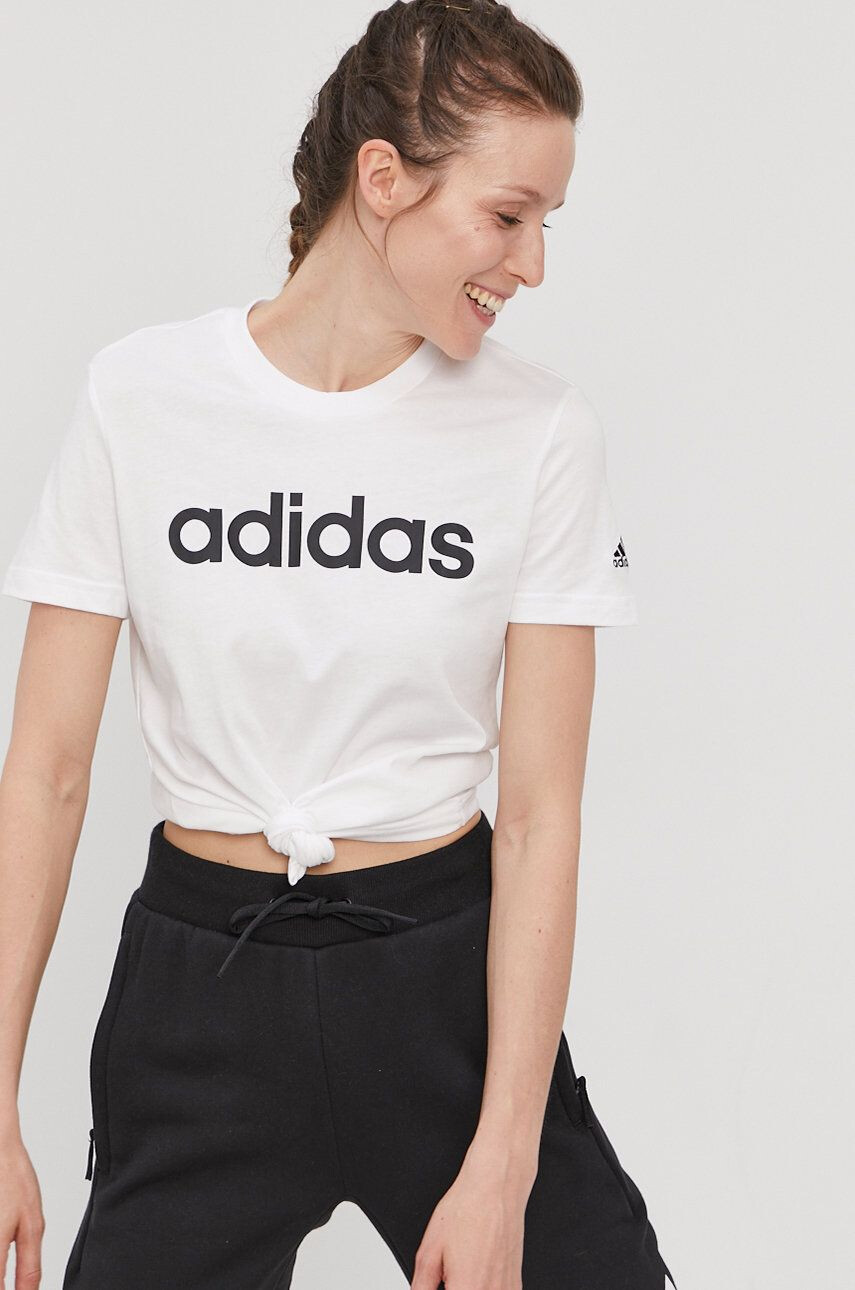 adidas tricou barbati culoarea alb cu imprimeu - Pled.ro