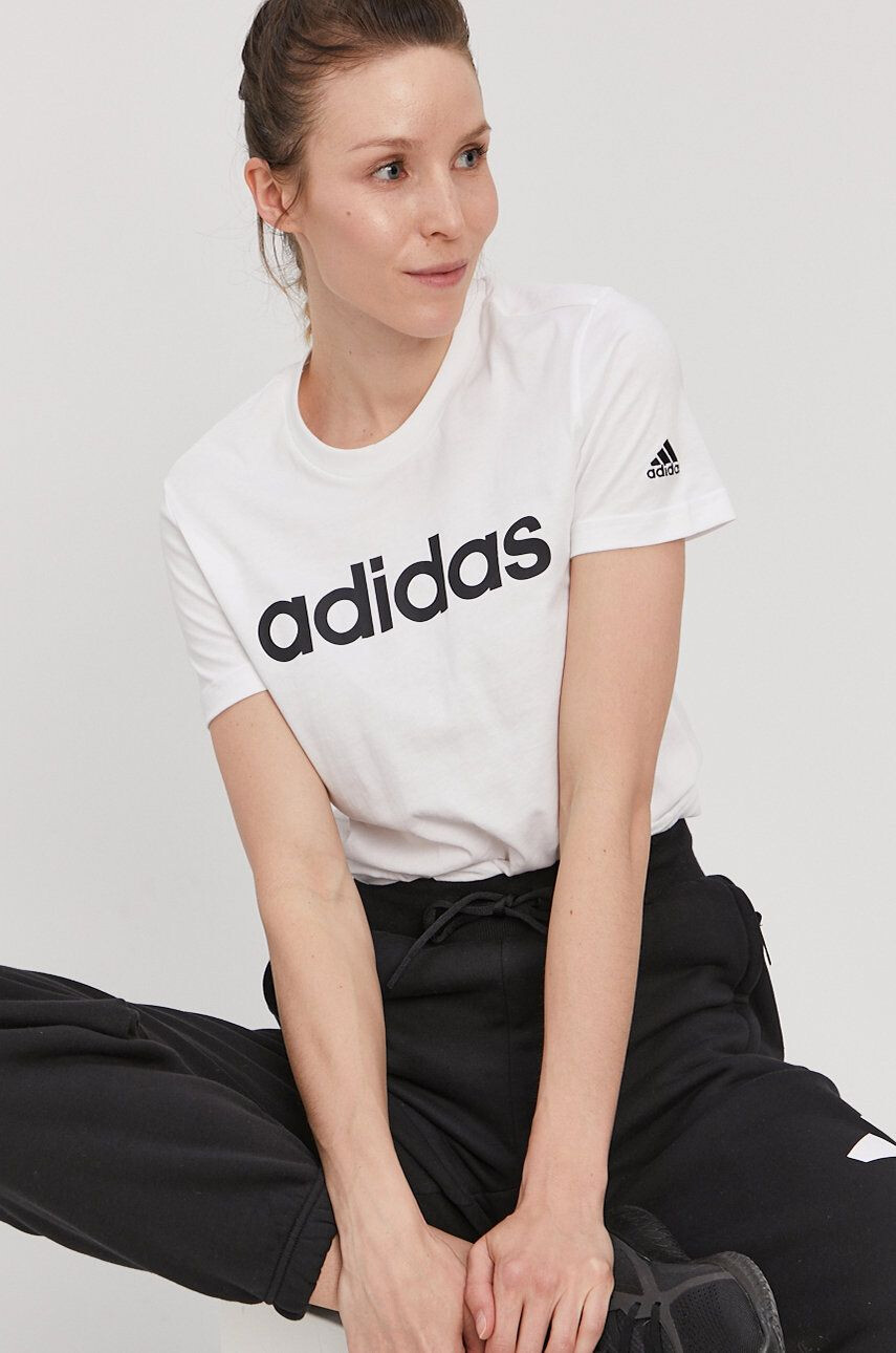 adidas tricou barbati culoarea alb cu imprimeu - Pled.ro