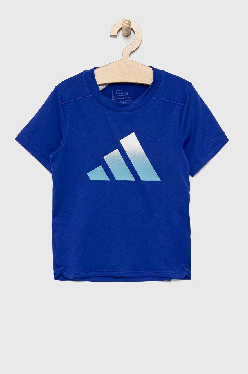 adidas tricou copii B TI TEE culoarea albastru marin cu imprimeu - Pled.ro