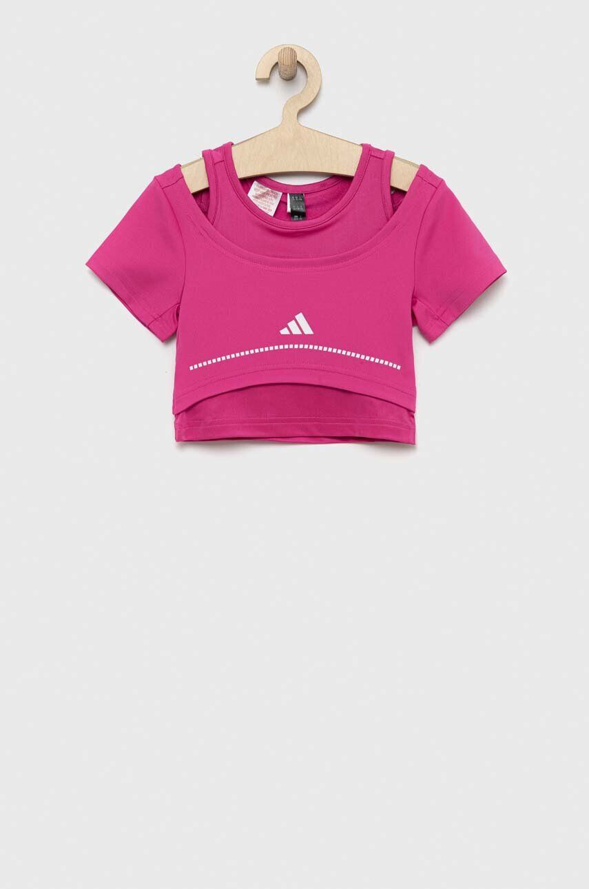 adidas tricou copii G HIIT culoarea violet - Pled.ro