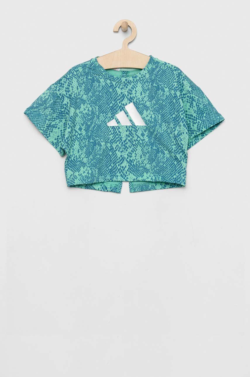 adidas tricou copii G TI AOP TEE culoarea turcoaz - Pled.ro