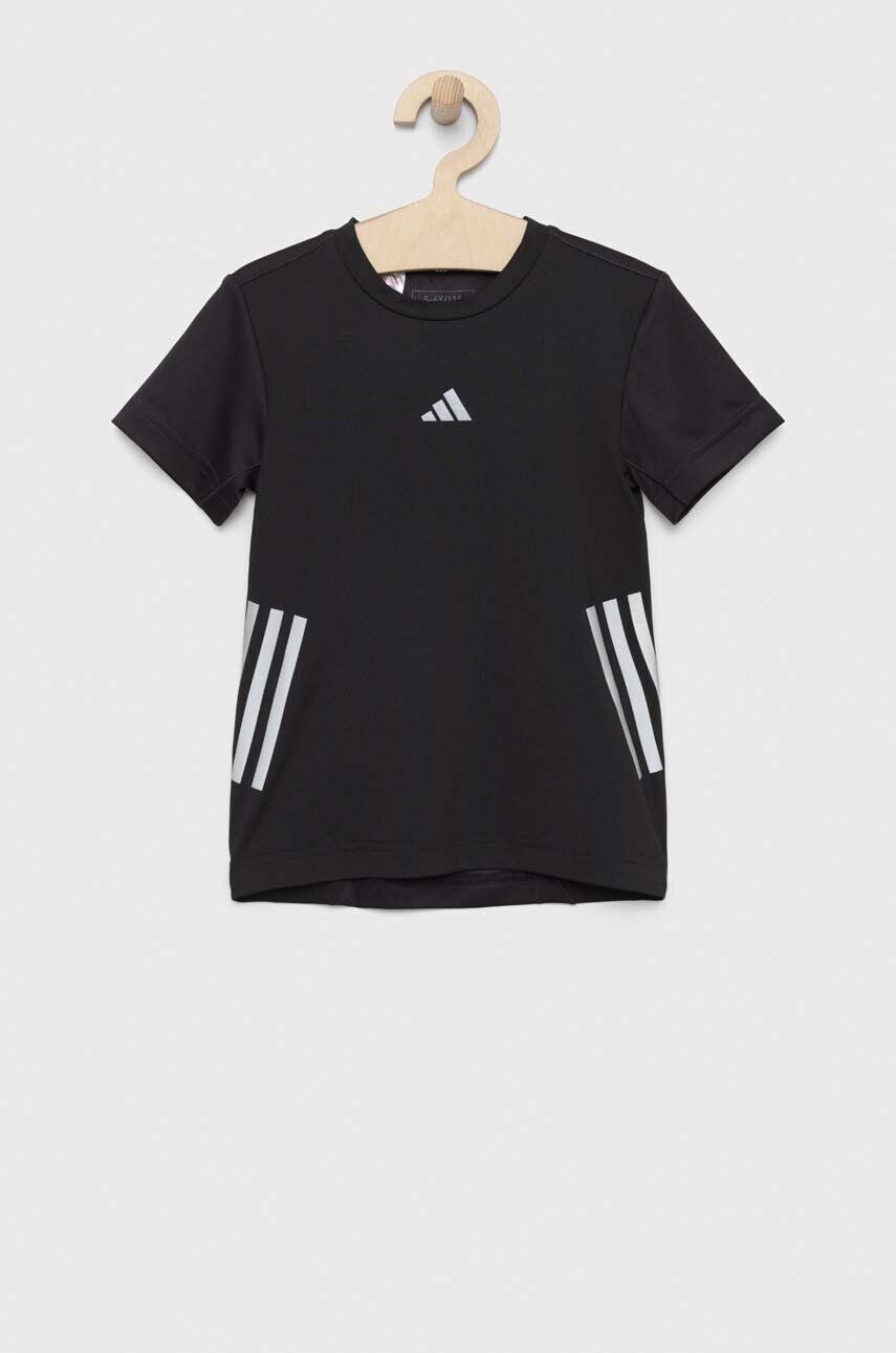 adidas tricou copii U RUN 3S culoarea negru modelator - Pled.ro