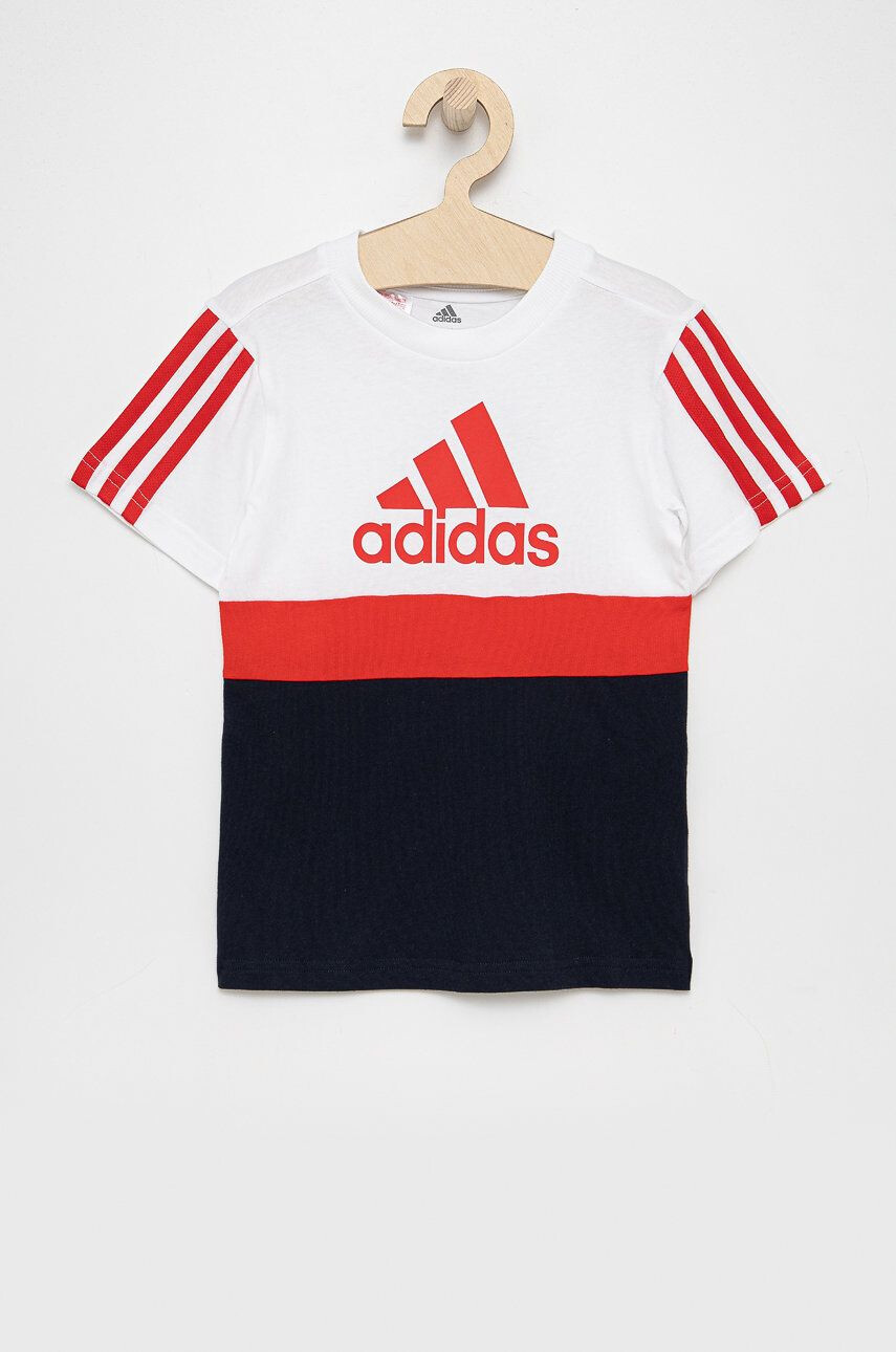 adidas tricou de bumbac pentru copii culoarea alb - Pled.ro