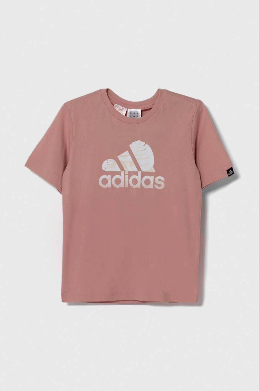 adidas tricou de bumbac pentru copii culoarea roz - Pled.ro