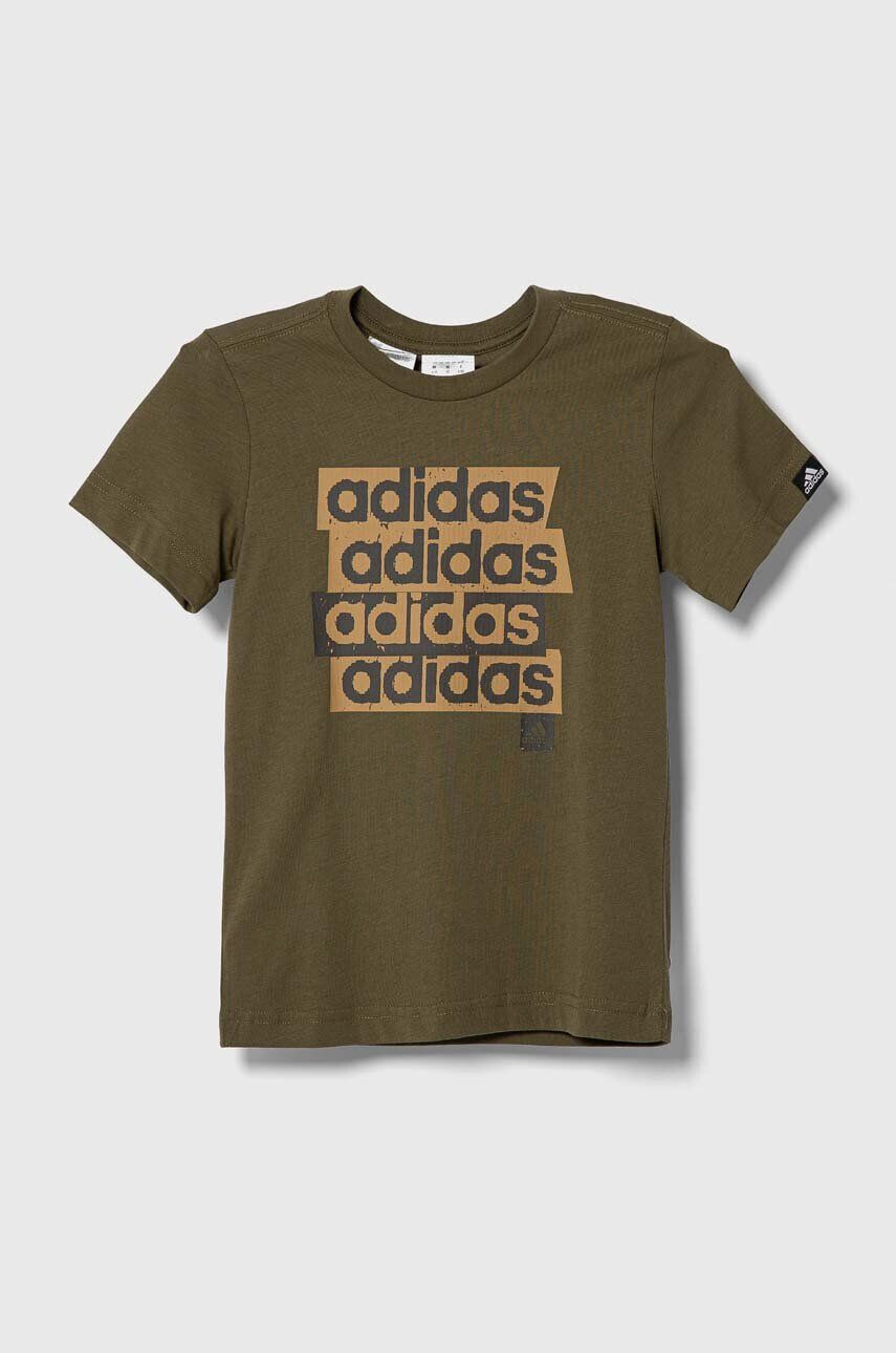 adidas tricou de bumbac pentru copii culoarea verde cu imprimeu - Pled.ro