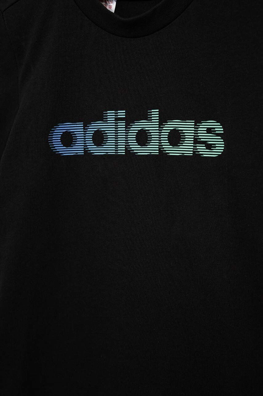 adidas tricou de bumbac pentru copii culoarea negru cu imprimeu - Pled.ro