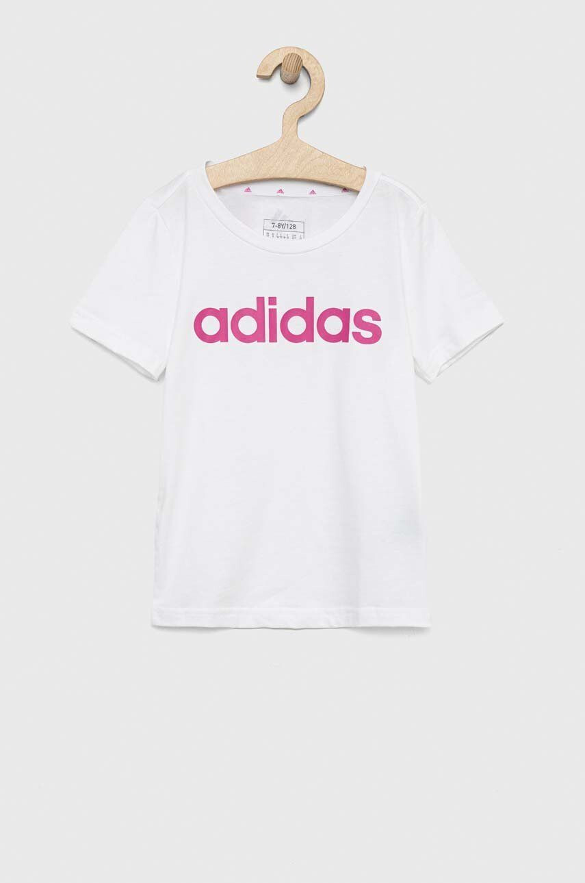 adidas tricou de bumbac pentru copii G LIN culoarea alb - Pled.ro