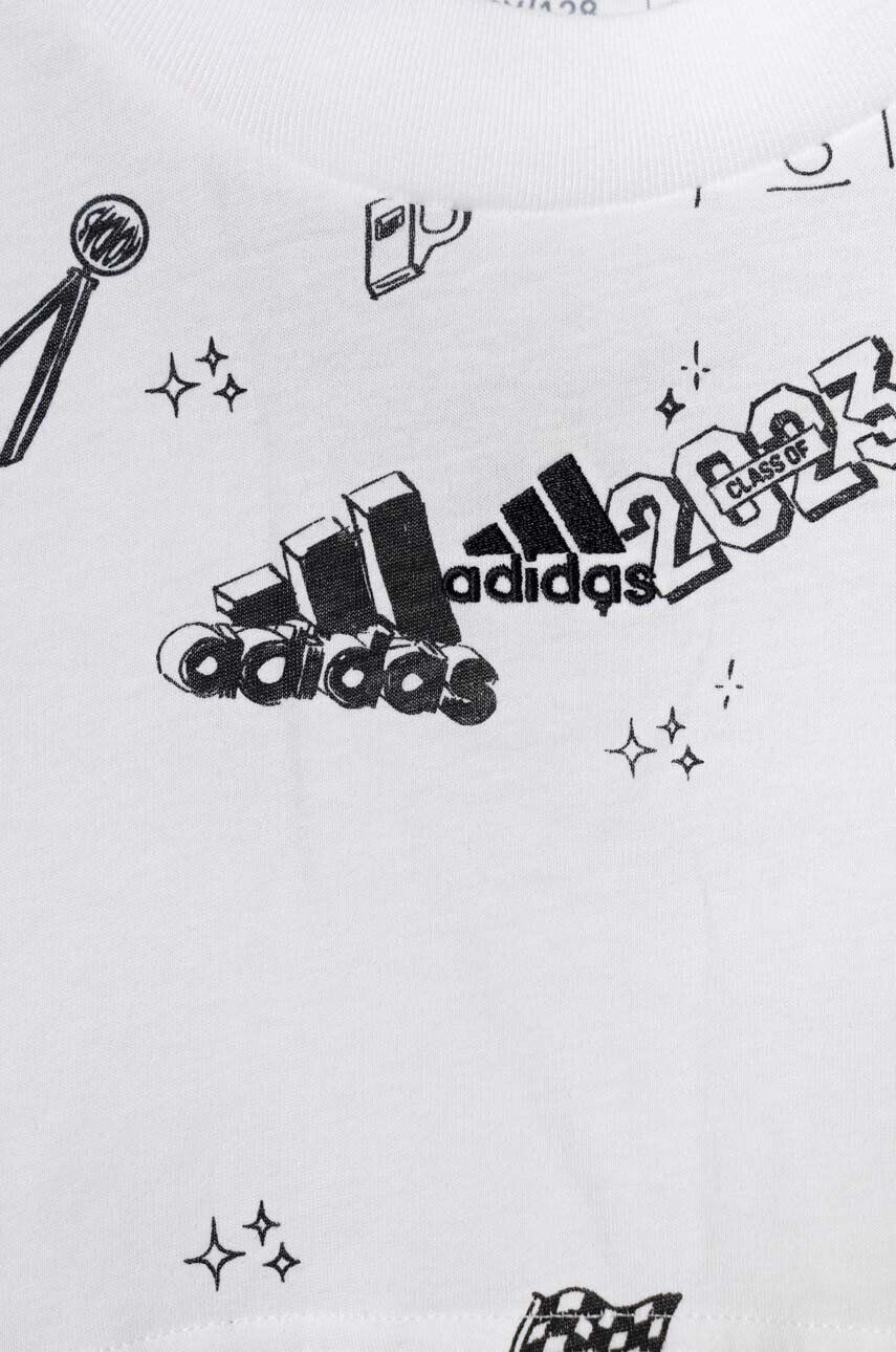 adidas tricou de bumbac pentru copii JG BLUV Q3 AOPT culoarea alb - Pled.ro