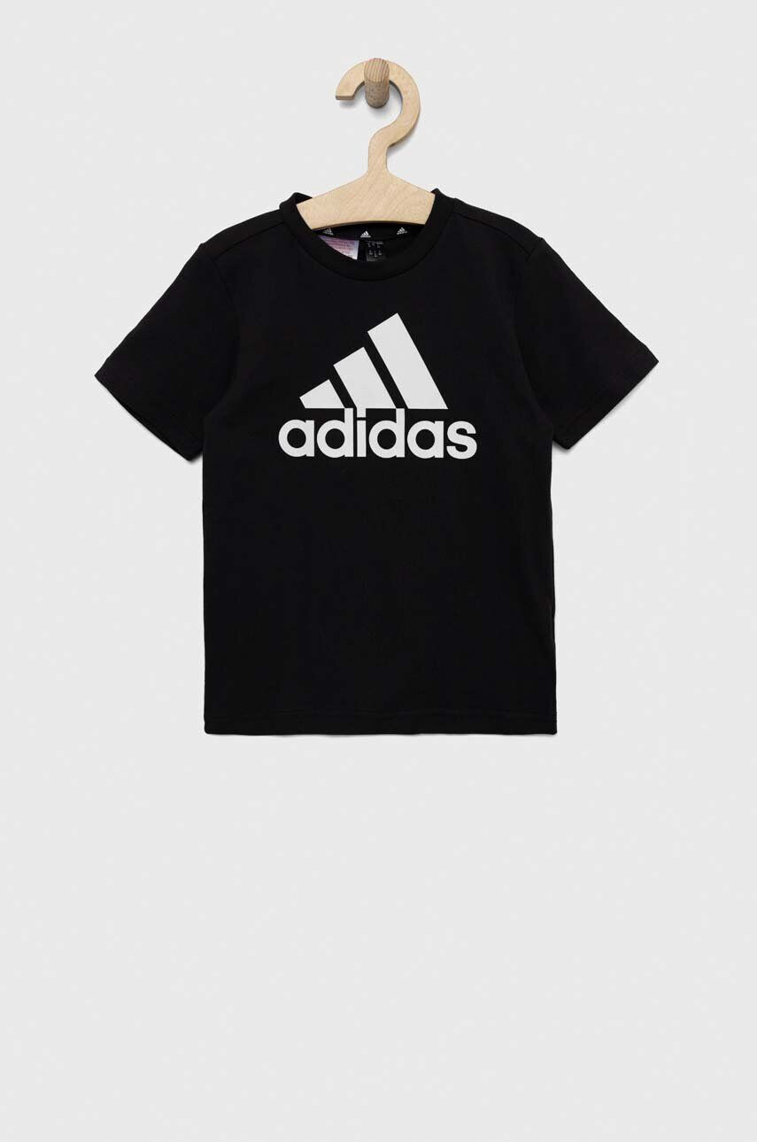 adidas tricou de bumbac pentru copii LK BL CO culoarea negru cu imprimeu - Pled.ro