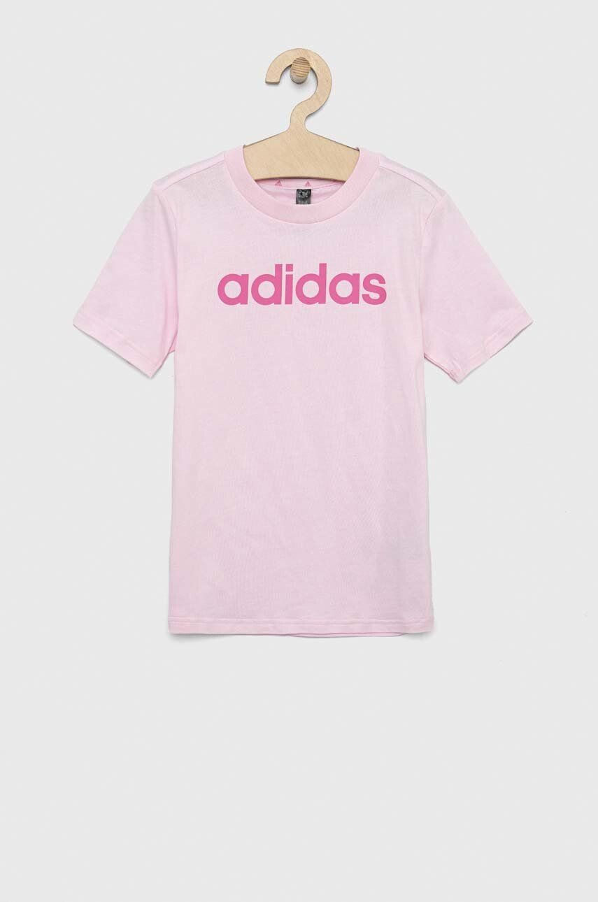 adidas tricou de bumbac pentru copii LK LIN CO culoarea roz - Pled.ro