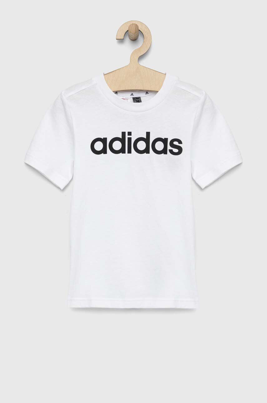 adidas tricou de bumbac pentru copii LK LIN CO culoarea alb cu imprimeu - Pled.ro