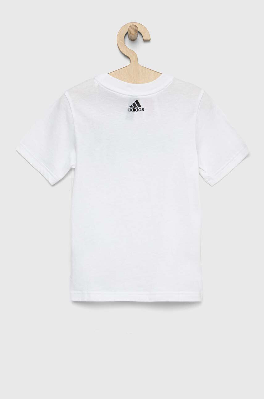 adidas tricou de bumbac pentru copii LK LIN CO culoarea alb cu imprimeu - Pled.ro