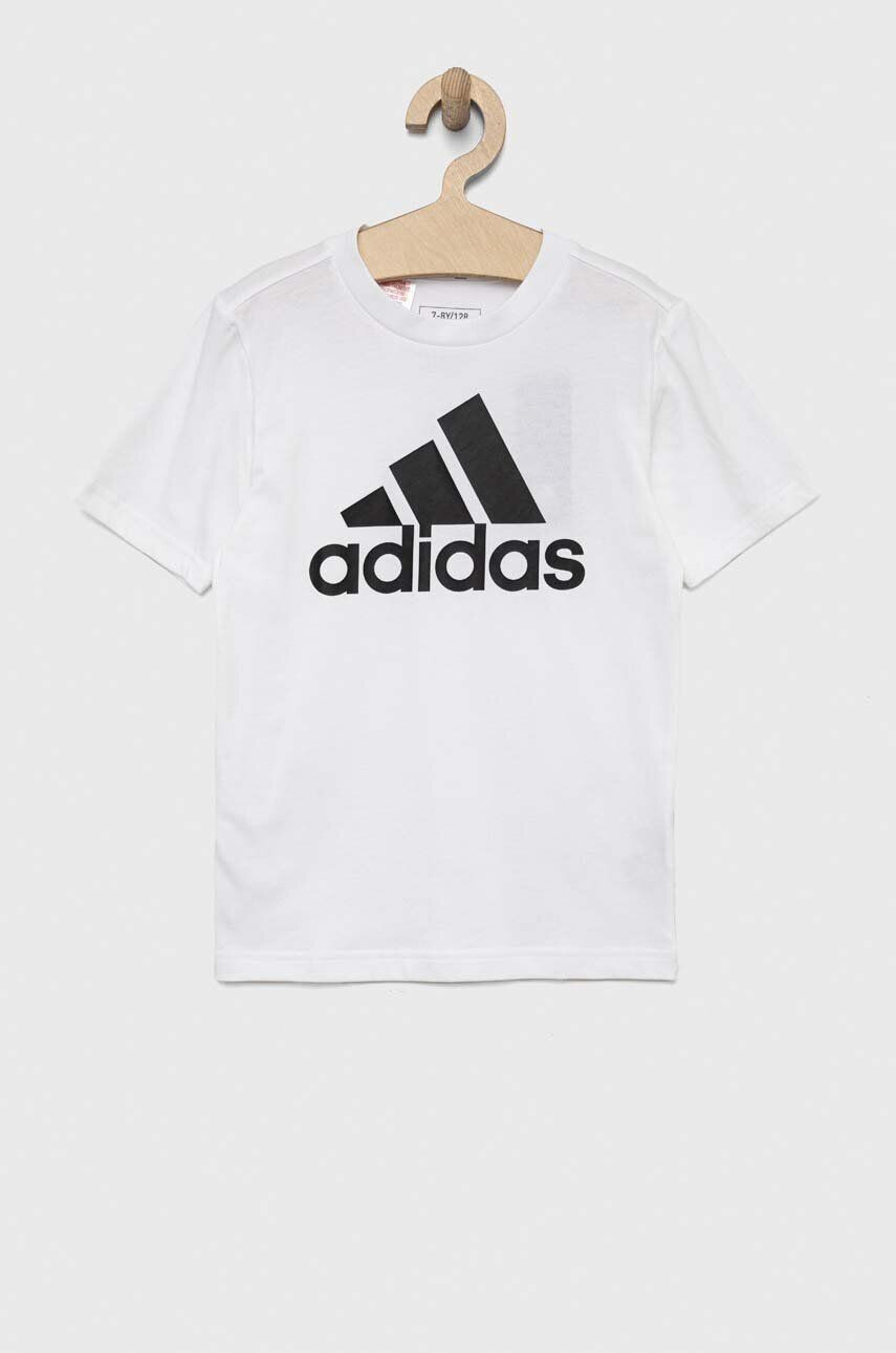 adidas tricou de bumbac pentru copii U BL culoarea alb cu imprimeu - Pled.ro