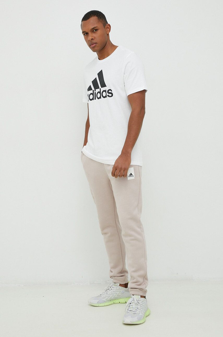 adidas tricou din bumbac culoarea alb cu imprimeu - Pled.ro