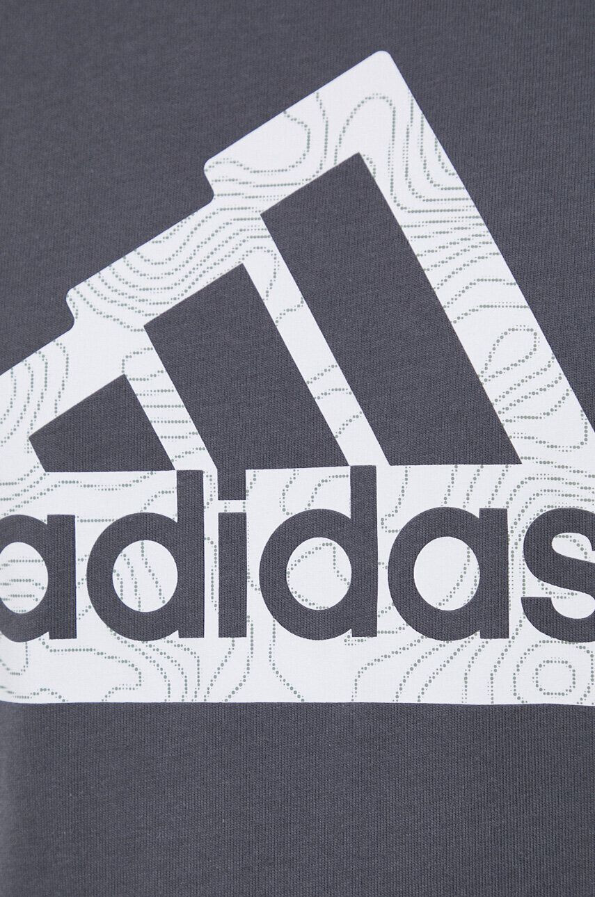 adidas tricou din bumbac culoarea gri cu imprimeu - Pled.ro