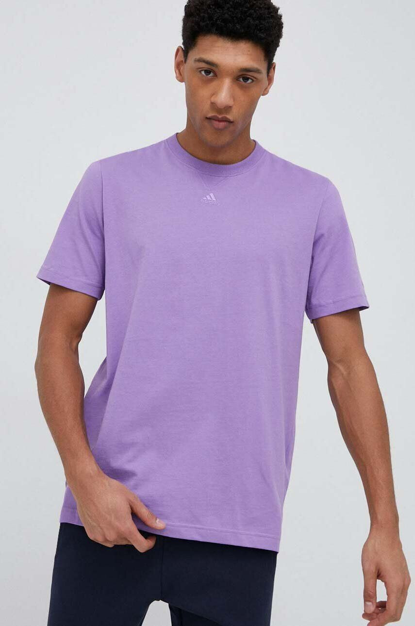 adidas tricou din bumbac culoarea violet neted - Pled.ro