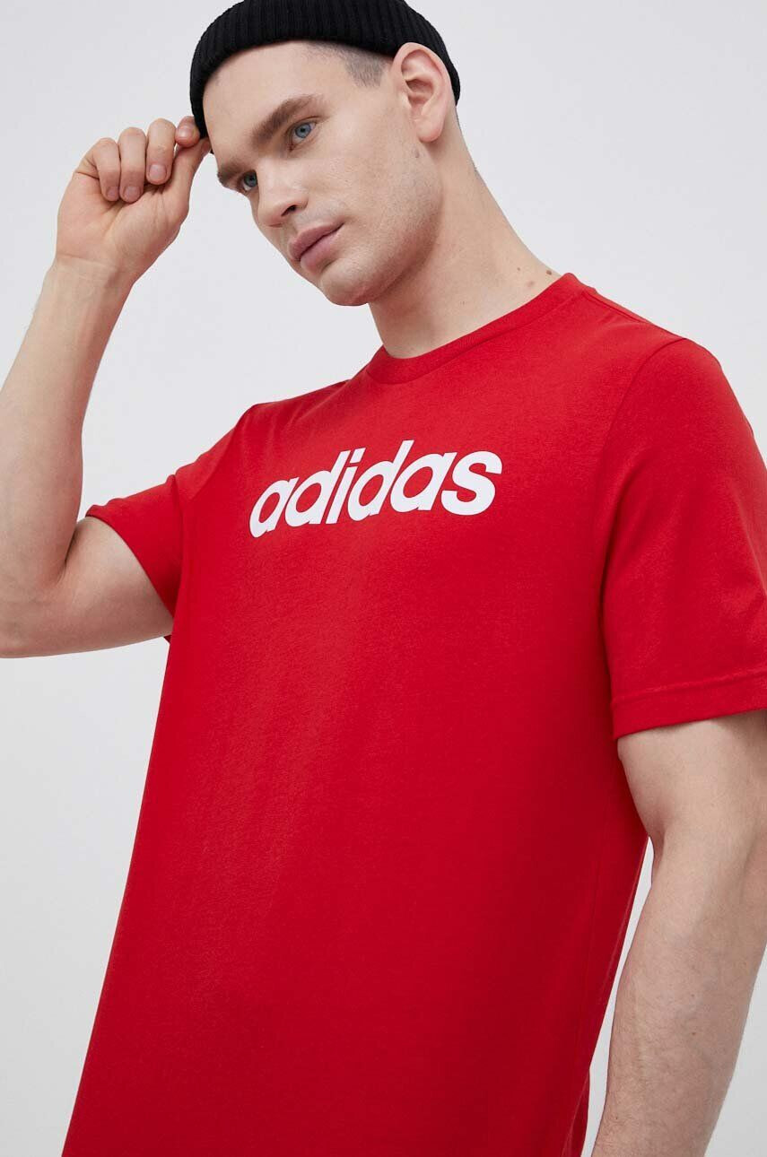 adidas tricou din bumbac culoarea rosu cu imprimeu - Pled.ro