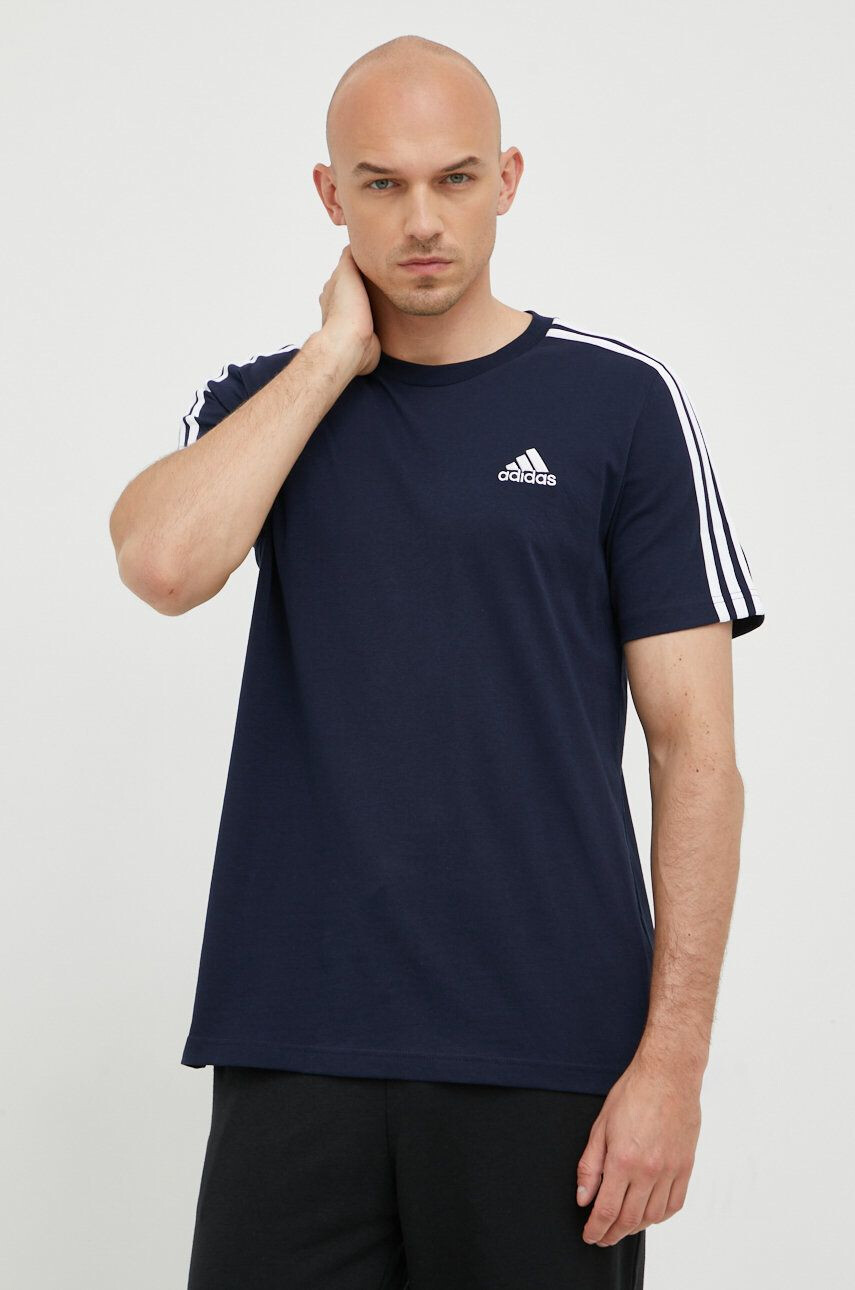 adidas tricou din bumbac culoarea albastru marin neted - Pled.ro