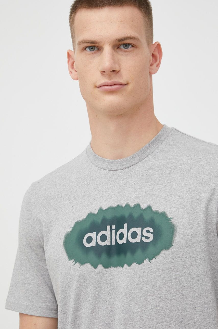 adidas tricou din bumbac culoarea gri melanj - Pled.ro