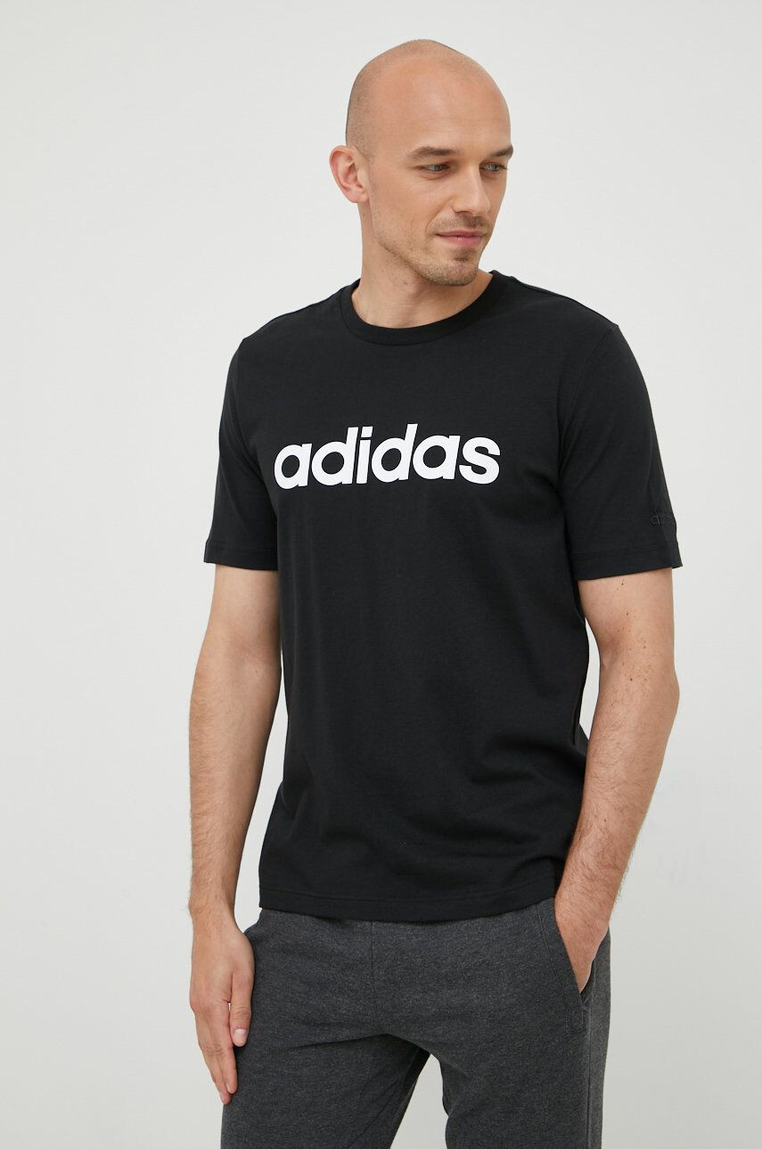 adidas tricou din bumbac culoarea negru cu imprimeu - Pled.ro