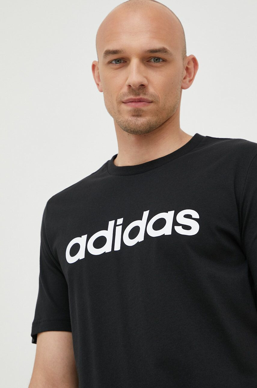 adidas tricou din bumbac culoarea negru cu imprimeu - Pled.ro