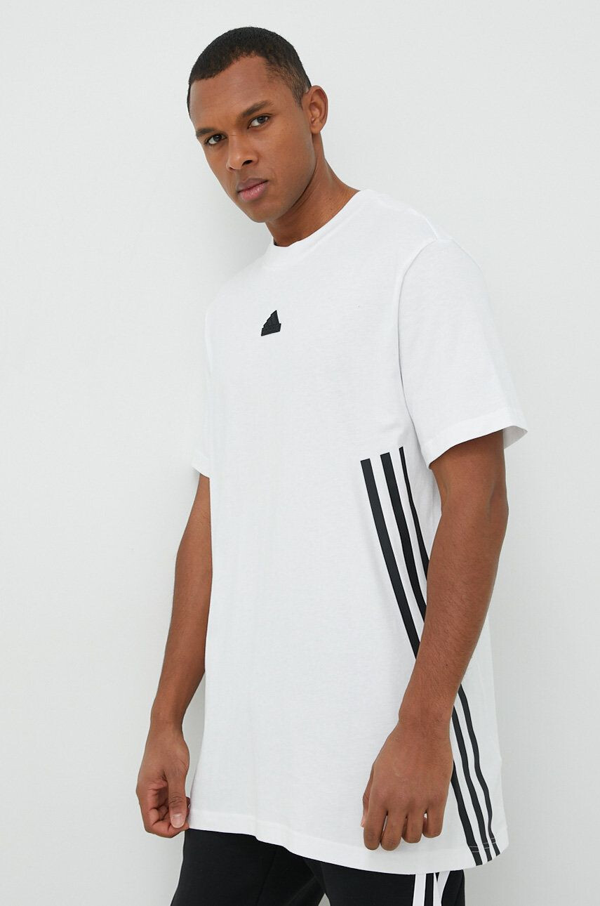 adidas tricou din bumbac culoarea alb cu imprimeu - Pled.ro