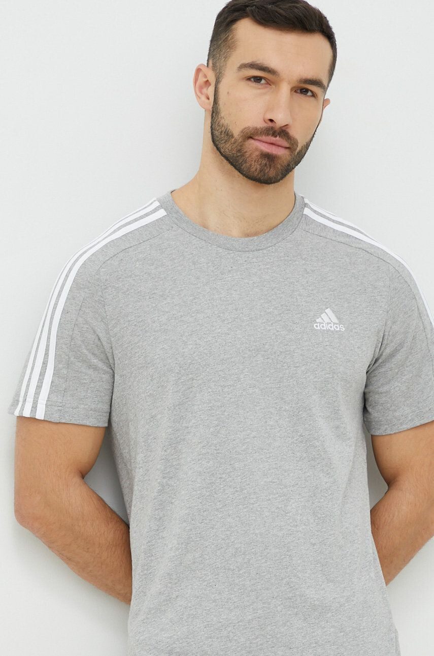 adidas tricou din bumbac culoarea gri neted - Pled.ro