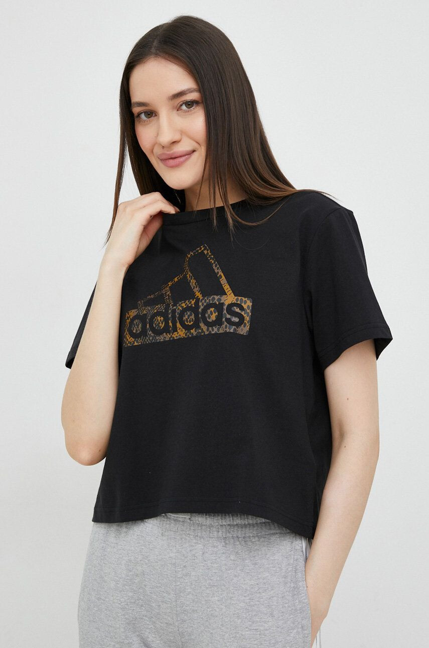 adidas tricou din bumbac culoarea alb cu imprimeu - Pled.ro